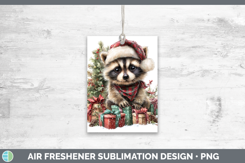 raccoon-air-freshener-woodland-christmas-santa-sublimation-c