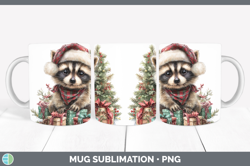 raccoon-mug-wrap-woodland-christmas-santa-sublimation-coffee
