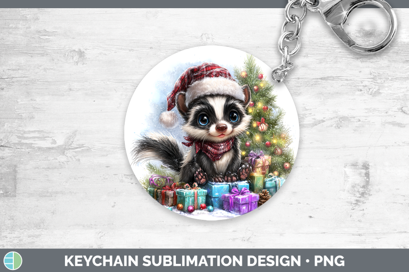 skunk-keychain-woodland-christmas-santa-sublimation-keyring