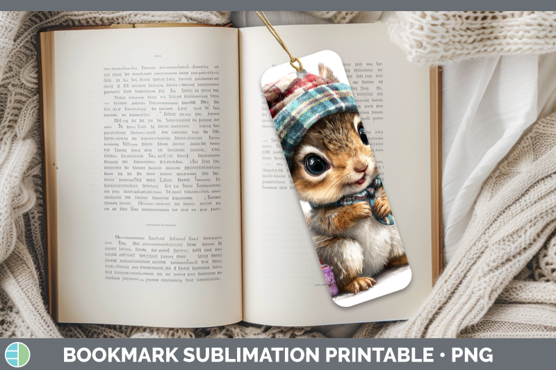 squirrel-bookmark-woodland-christmas-santa-sublimation-print