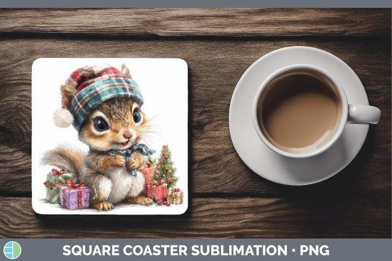 squirrel-square-coaster-woodland-christmas-santa-sublimation