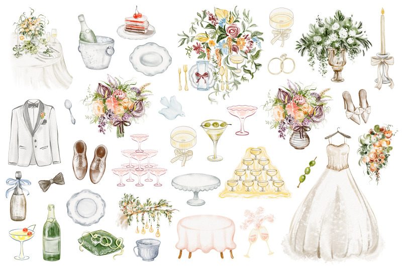 italian-watercolor-wedding-clipart