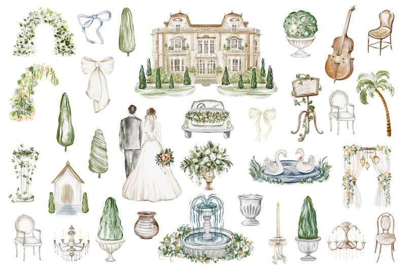 italian-watercolor-wedding-clipart