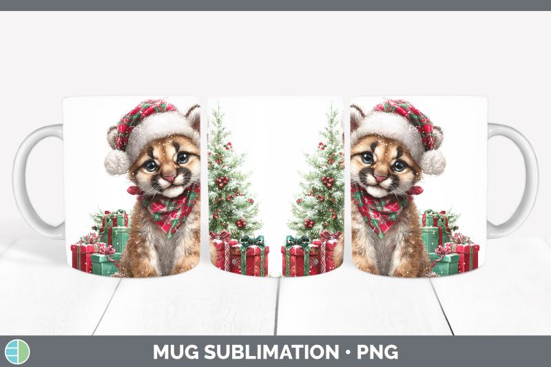 cougar-mug-wrap-woodland-christmas-santa-sublimation-coffee