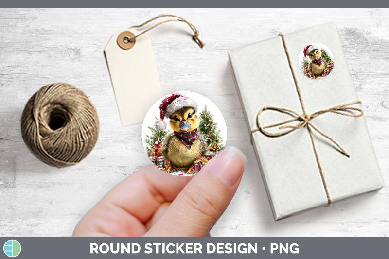 woodland-christmas-santa-duck-stickers-round-labels-design