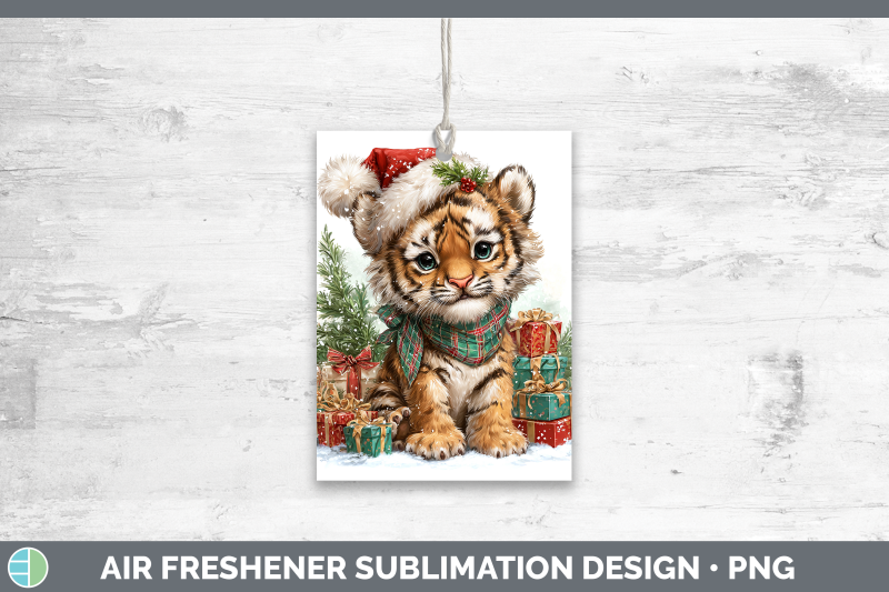 tiger-air-freshener-christmas-santa-hat-sublimation-car-scen