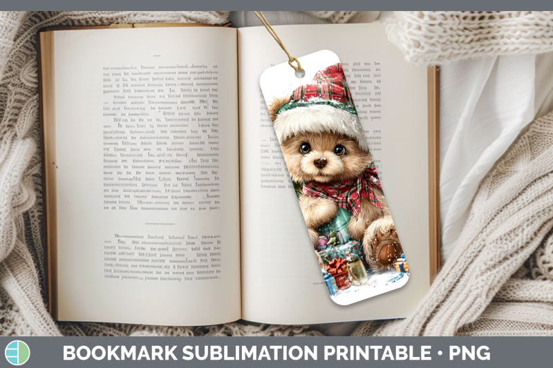 bear-bookmark-christmas-santa-hat-sublimation-printable-desi