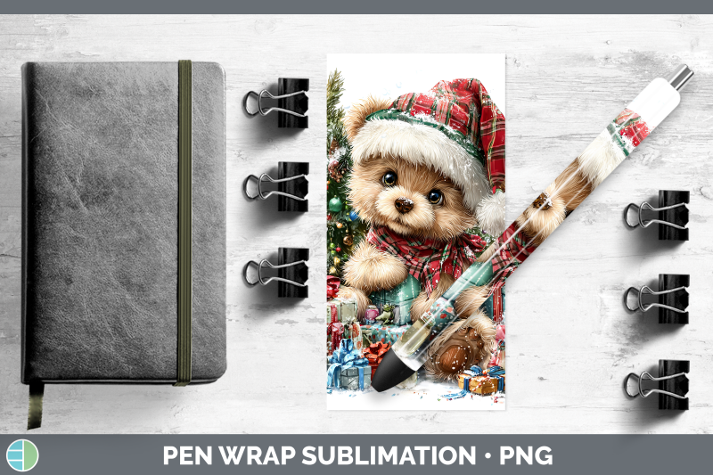 bear-pen-wrap-christmas-santa-hat-sublimation-pen-designs