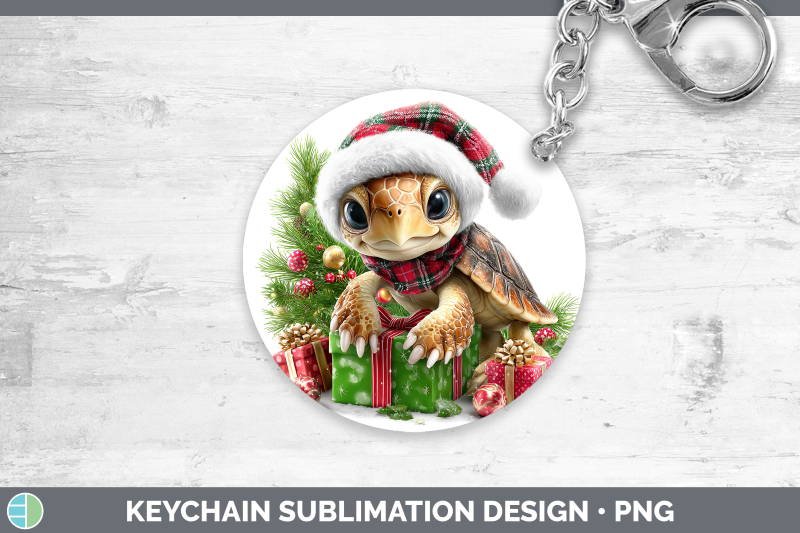 sea-turtle-keychain-christmas-santa-hat-sublimation-keyring