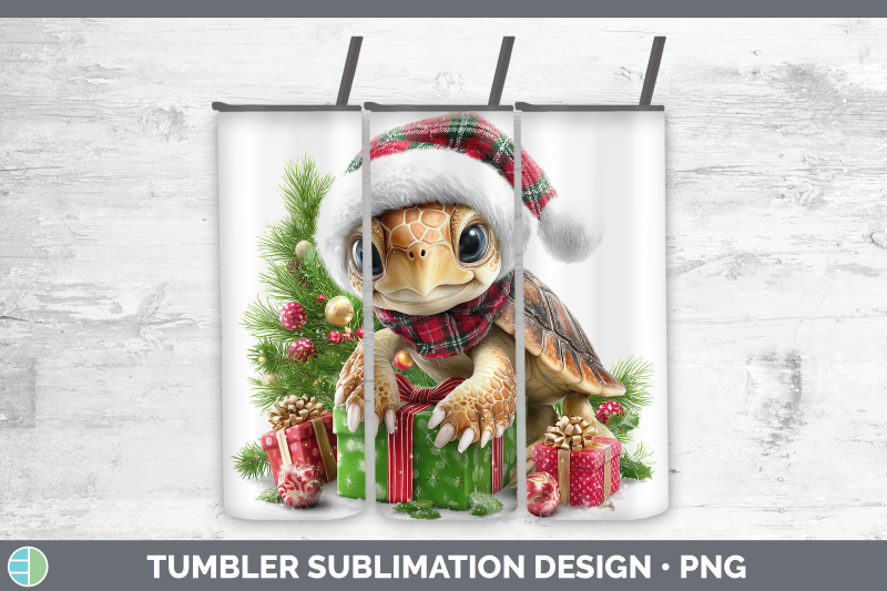 sea-turtle-tumbler-christmas-santa-hat-sublimation-20-oz-ski
