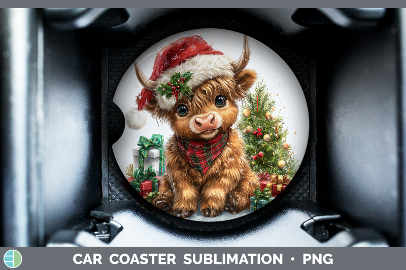 highland-cow-car-coaster-christmas-santa-hat-sublimation-dri