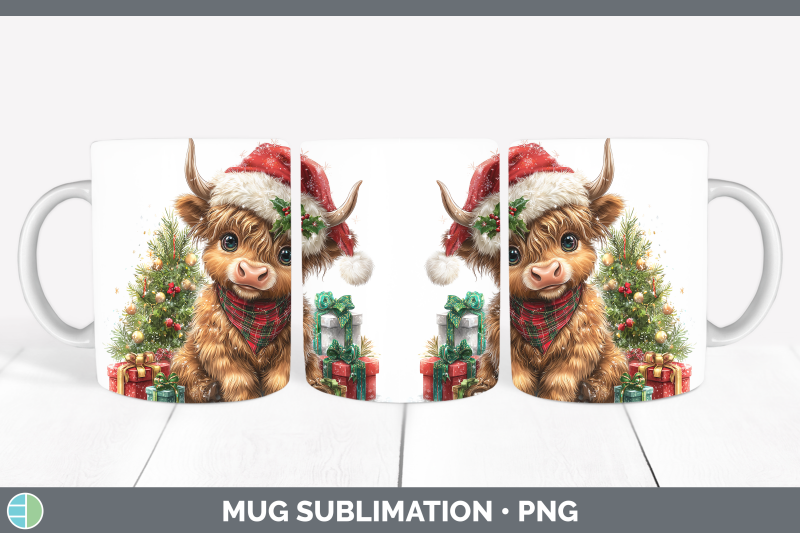 highland-cow-mug-wrap-christmas-santa-hat-sublimation-coffee