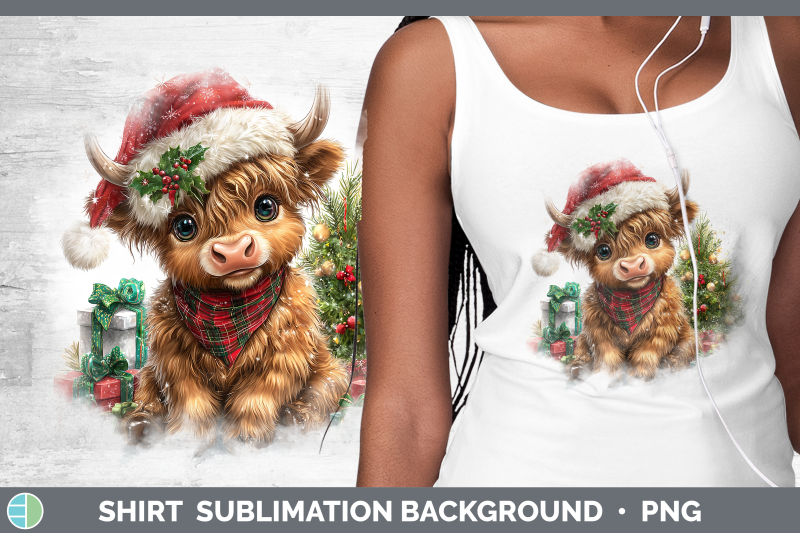 highland-cow-shirt-christmas-santa-hat-sublimation-backgroun