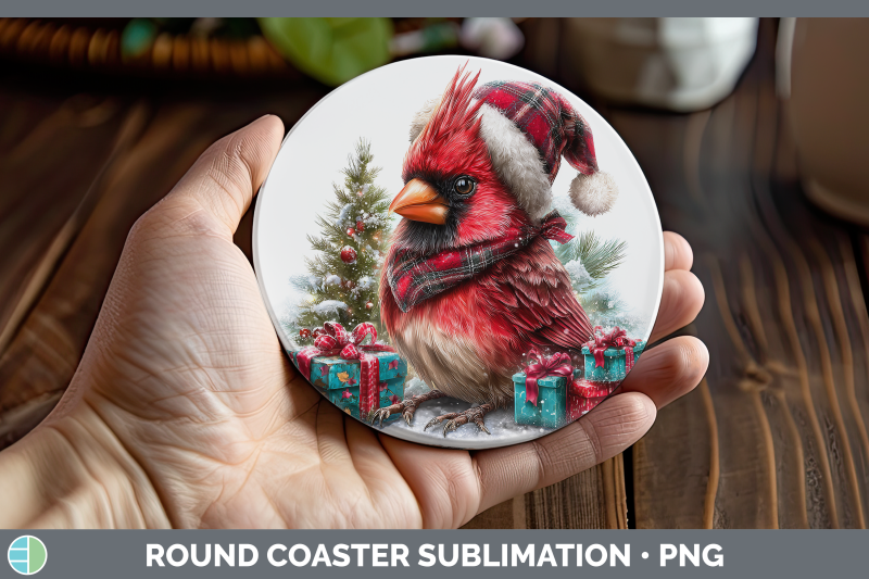 cardinal-round-coaster-christmas-santa-hat-sublimation-coast