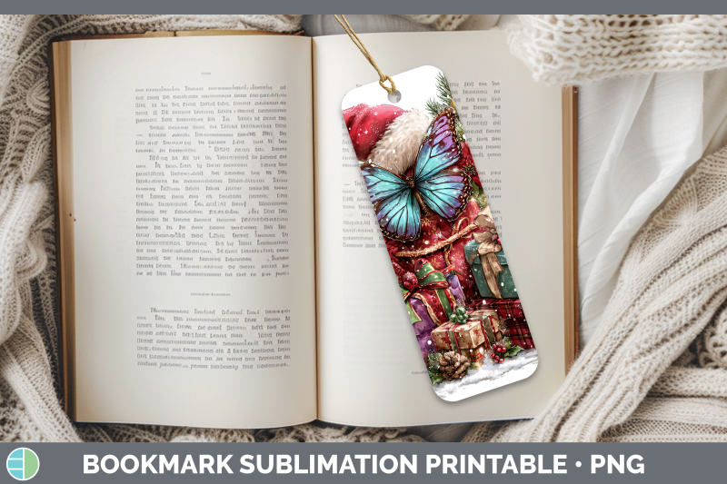 butterfly-bookmark-christmas-santa-hat-sublimation-printable