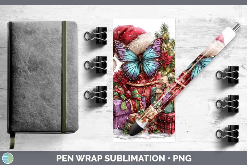 butterfly-pen-wrap-christmas-santa-hat-sublimation-pen-desig