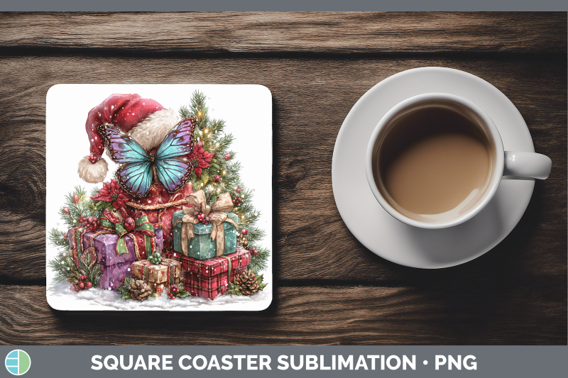 butterfly-square-coaster-christmas-santa-hat-sublimation-dri