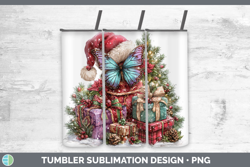 butterfly-tumbler-christmas-santa-hat-sublimation-20-oz-skin