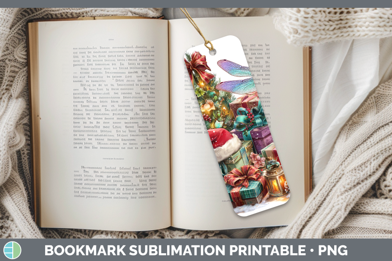 dragonfly-bookmark-christmas-santa-hat-sublimation-printable