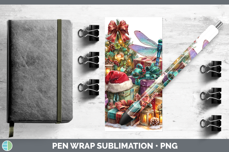 dragonfly-pen-wrap-christmas-santa-hat-sublimation-pen-desig