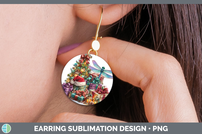 dragonfly-round-earrings-christmas-santa-hat-sublimation-ear