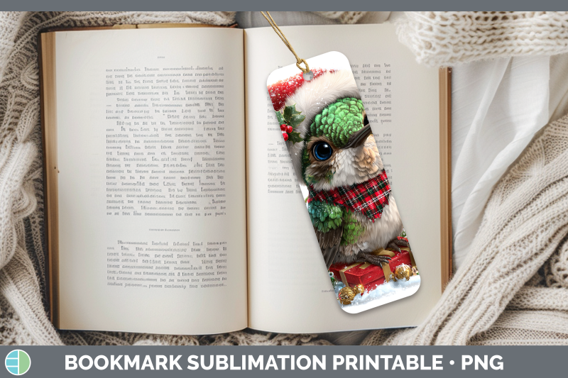 hummingbird-bookmark-christmas-santa-hat-sublimation-printab