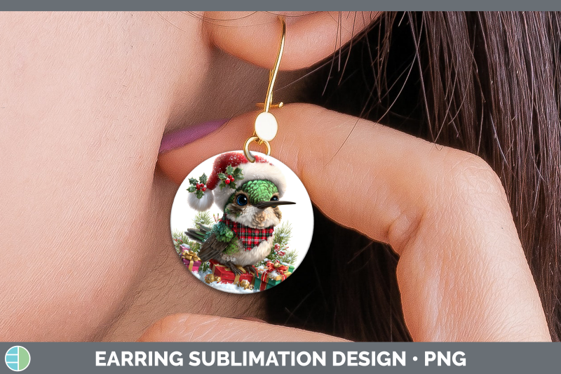 hummingbird-round-earrings-christmas-santa-hat-sublimation-e