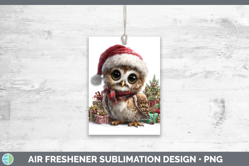 owl-air-freshener-christmas-santa-hat-sublimation-car-scent