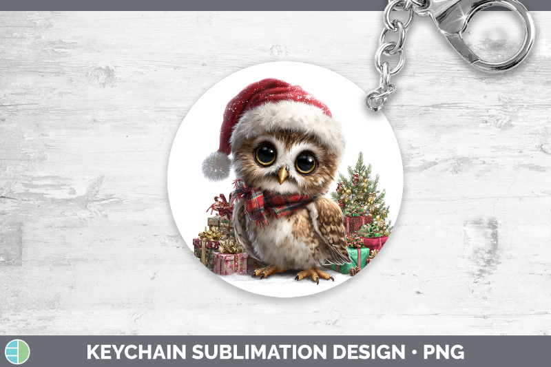 owl-keychain-christmas-santa-hat-sublimation-keyring-designs