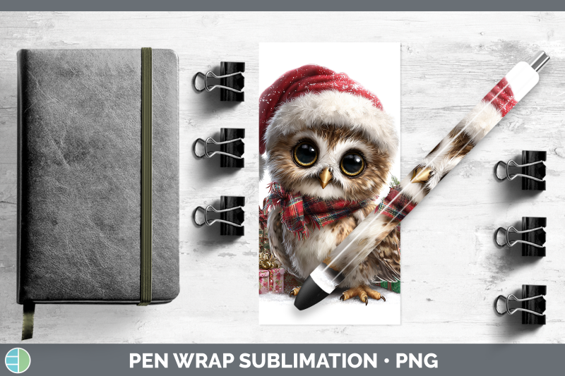 owl-pen-wrap-christmas-santa-hat-sublimation-pen-designs