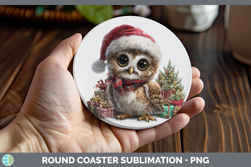 owl-round-coaster-christmas-santa-hat-sublimation-coaster-de