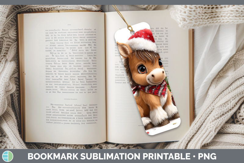 horse-bookmark-christmas-santa-hat-sublimation-printable-des