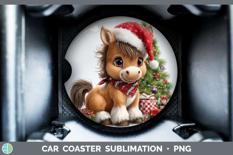 horse-car-coaster-christmas-santa-hat-sublimation-drink-mat