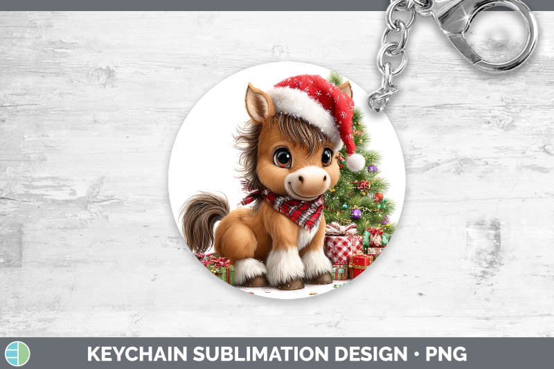 horse-keychain-christmas-santa-hat-sublimation-keyring-desig