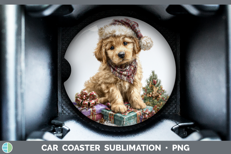 puppy-car-coaster-christmas-santa-hat-sublimation-drink-mat