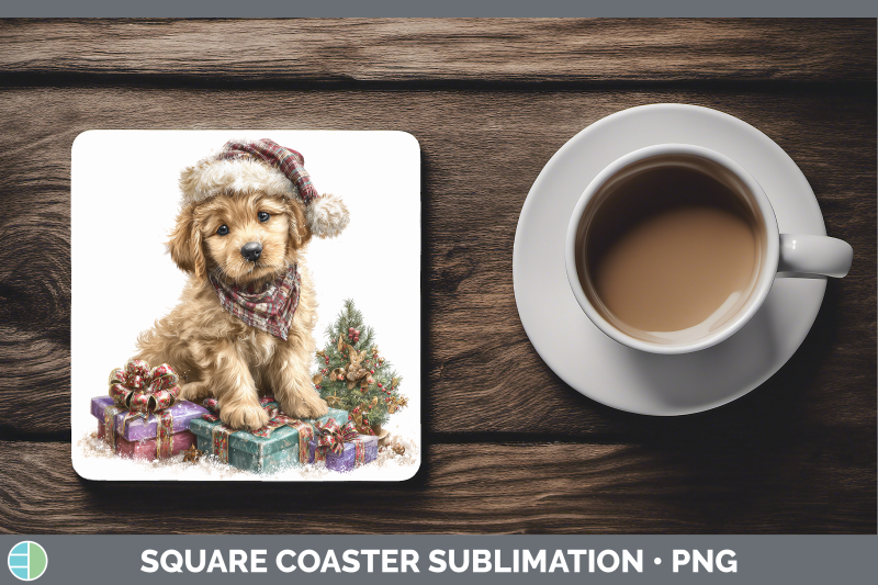 puppy-square-coaster-christmas-santa-hat-sublimation-drink-m