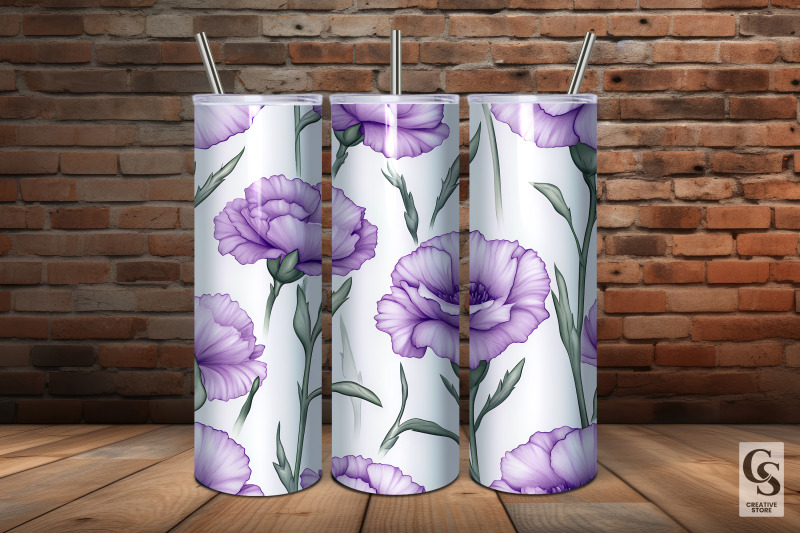 purple-watercolor-carnation-seamless-pattern