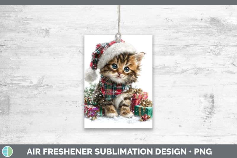 kitten-air-freshener-christmas-santa-hat-sublimation-car-sce