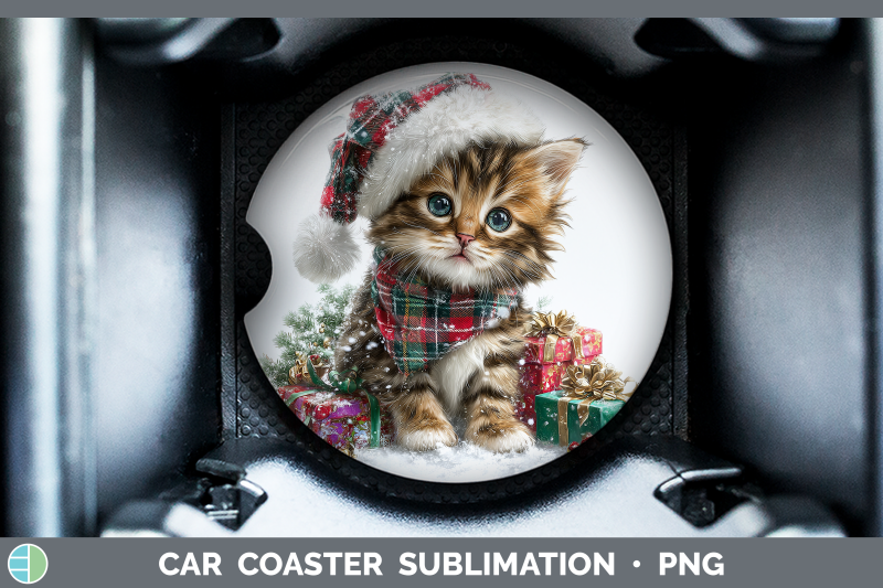 kitten-car-coaster-christmas-santa-hat-sublimation-drink-mat