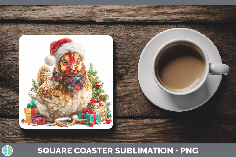 chicken-square-coaster-christmas-santa-hat-sublimation-drink