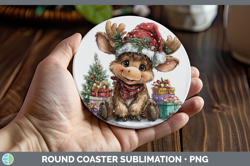 moose-round-coaster-christmas-santa-hat-sublimation-coaster