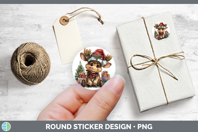 christmas-santa-hat-moose-stickers-round-labels-designs