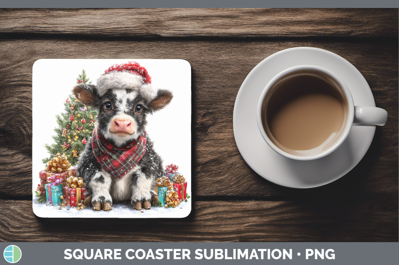 cow-square-coaster-christmas-santa-hat-sublimation-drink-mat