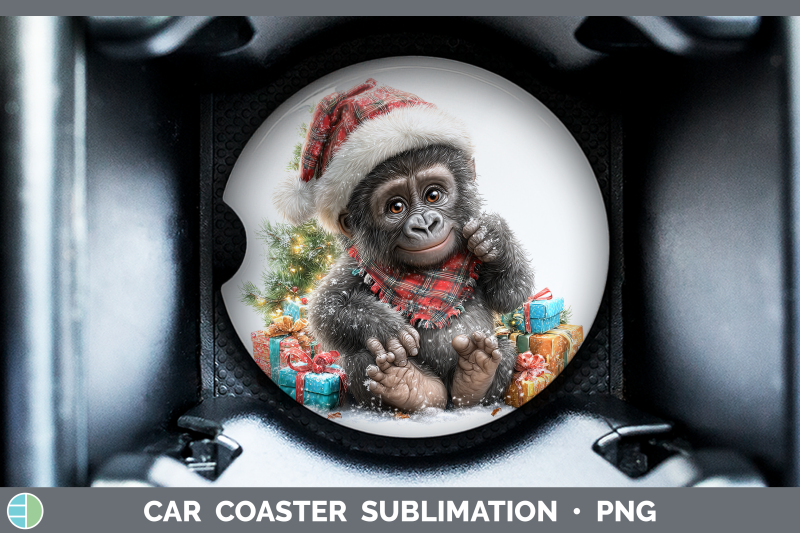 gorilla-car-coaster-christmas-santa-hat-sublimation-drink-ma