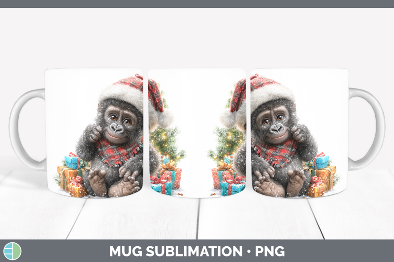 gorilla-mug-wrap-christmas-santa-hat-sublimation-coffee-cup