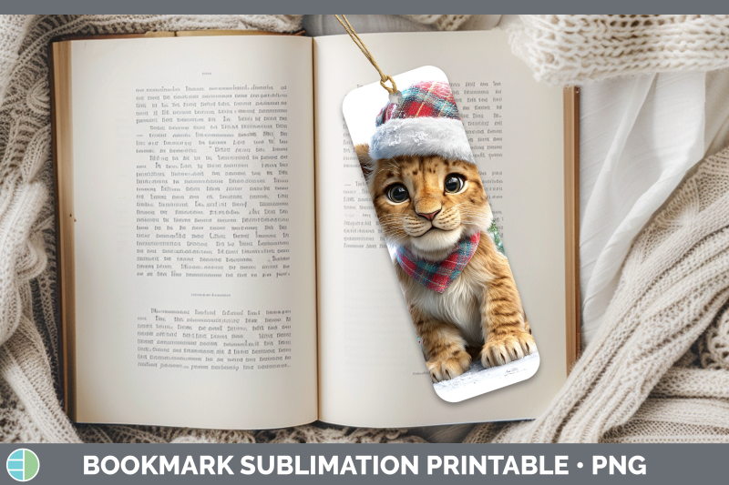 lion-bookmark-christmas-santa-hat-sublimation-printable-desi