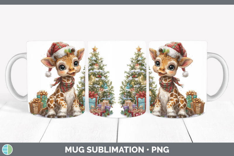 giraffe-mug-wrap-christmas-santa-hat-sublimation-coffee-cup