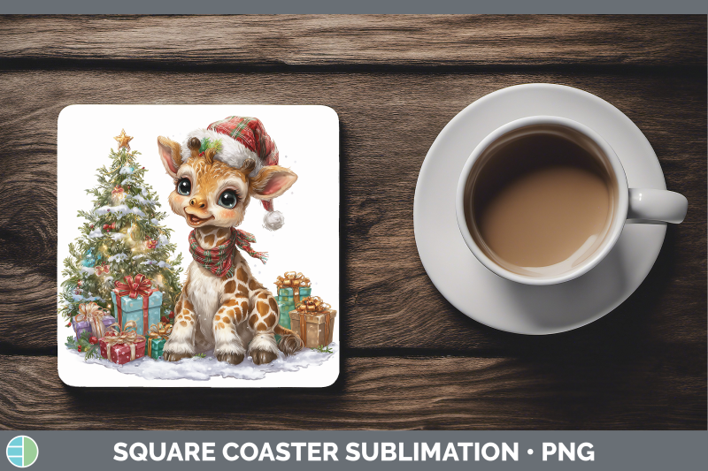 giraffe-square-coaster-christmas-santa-hat-sublimation-drink