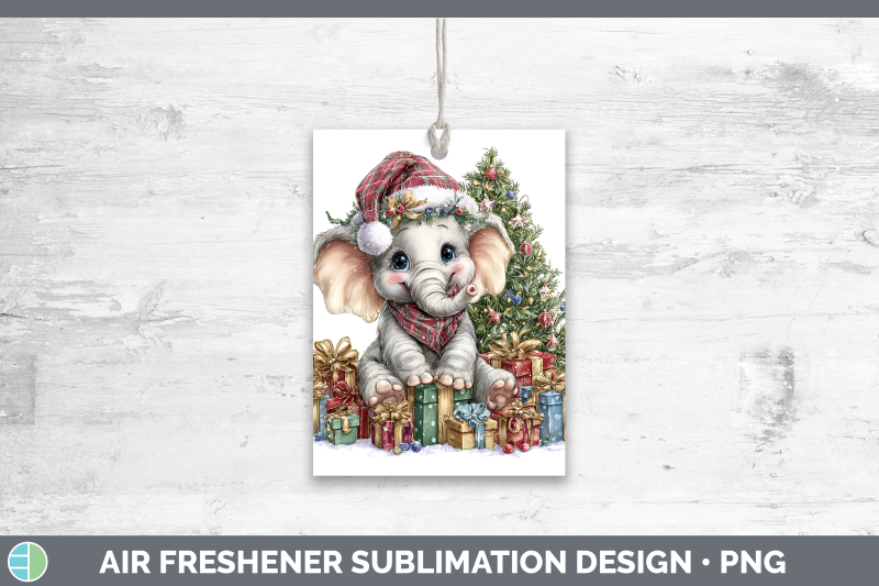 elephant-air-freshener-christmas-santa-hat-sublimation-car-s