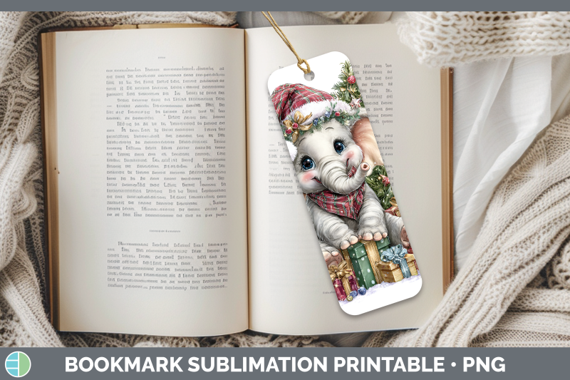 elephant-bookmark-christmas-santa-hat-sublimation-printable